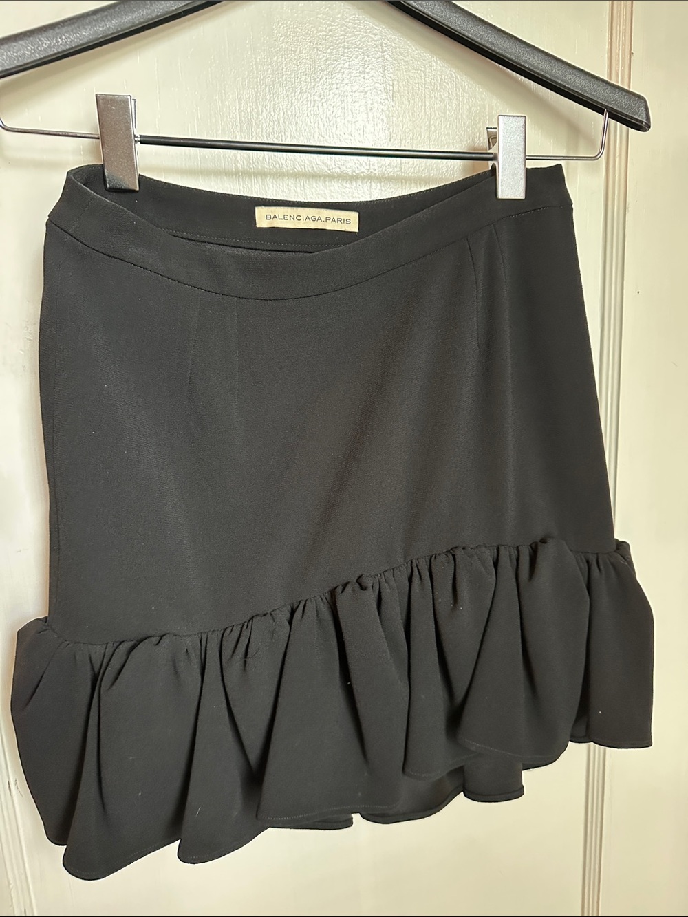 Balenciaga Black Asymmetrical Ruffle Mini Skirt
